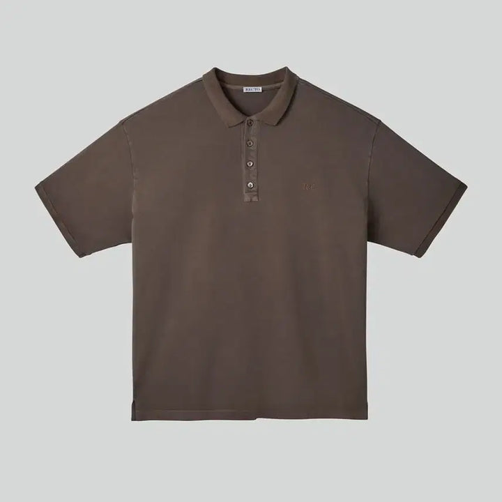 [BUNJANG] RECTO 25SS Oversized Garment Cotton Pique Short Sleeve Shirt / 렉토 25SS 오버사이즈 가먼트 코튼 피케 반팔 셔츠 카키 브라운