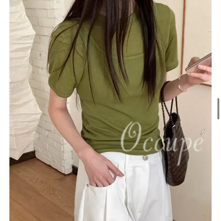 [BUNJANG] Olive Layered T-shirt Set / 올리브 레이어드 티셔츠 세트