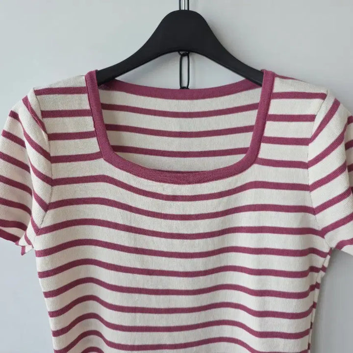 [BUNJANG] Striped Short-Sleeve Knit Top / 55-66)스트라이프 반팔 니트/새제품