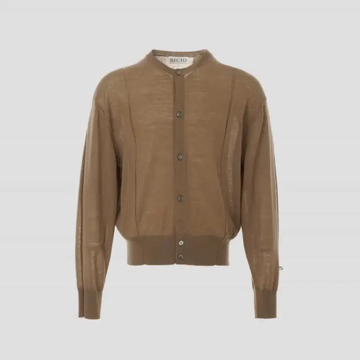 [BUNJANG] RECTO RC Logo Jacquard Patch Sheer Knit Cardigan - Ochre Brown / [새상품] 렉토 RC 로고 자카드 패치 시어 니트 가디건 오커 브라운