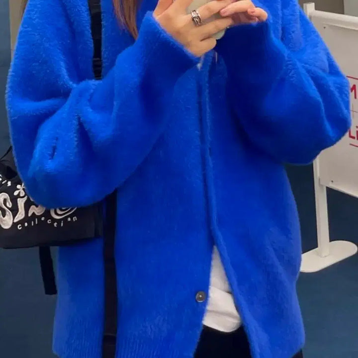 [BUNJANG] Stussy Shaggy Cardigan Royal Blue L / 스투시 쉐기 가디건 로얄블루 L