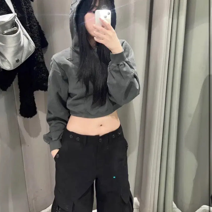 [BUNJANG] Mischief Cropped Hoodie (Red Brown) / 미스치프 크롭 후드 (레드브라운)
