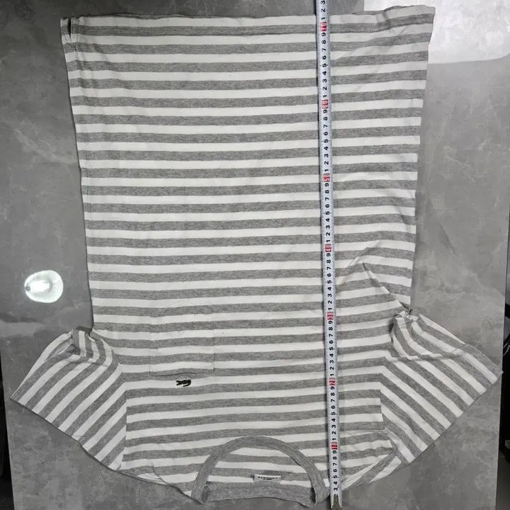[BUNJANG] Lacoste Striped Short Sleeve T-shirt Gray / 라코스테 스트라이프 반팔 티셔츠 회색