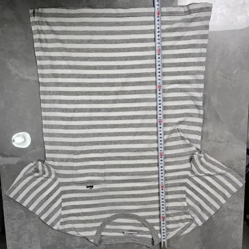 [BUNJANG] Lacoste Striped Short Sleeve T-shirt Gray / 라코스테 스트라이프 반팔 티셔츠 회색