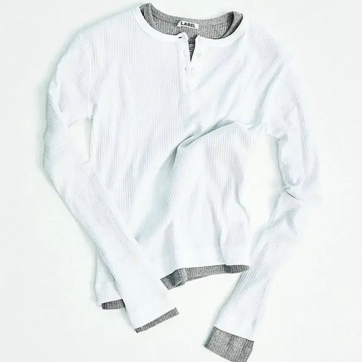 [BUNJANG] Label Archive Amuel Henley Shirt White / 라벨아카이브 헨리넥 Amuel henley shirt white