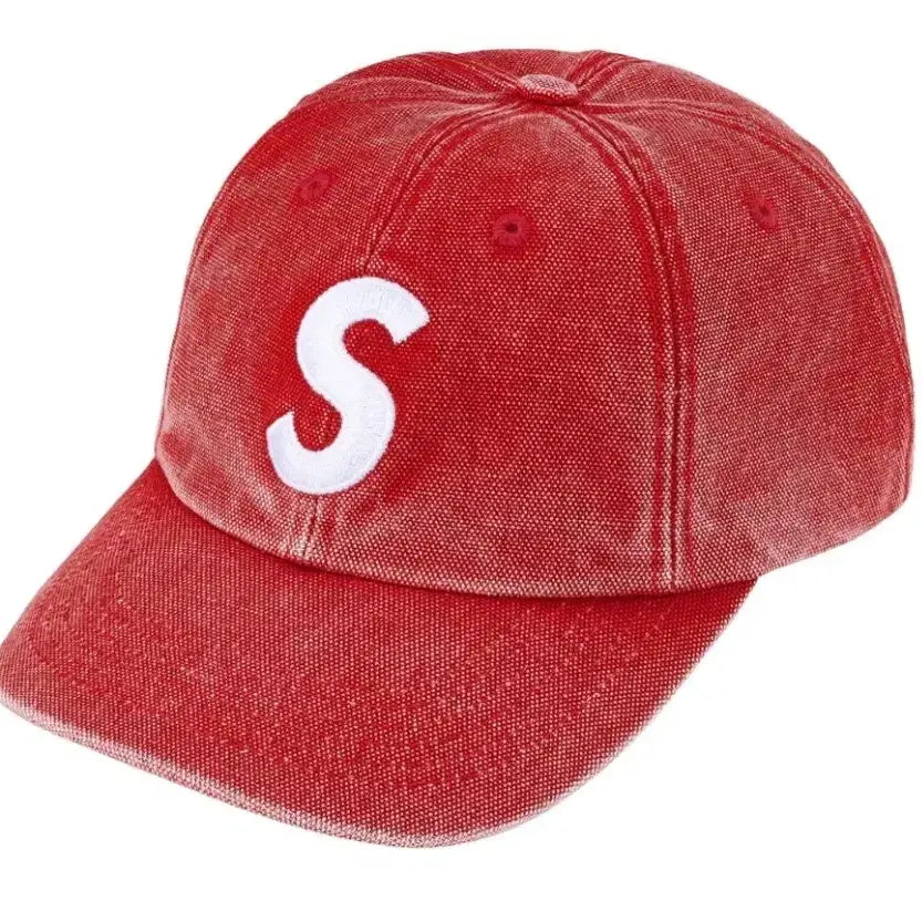 [BUNJANG] Supreme S Logo 6-Panel Cap / 슈프림 피그먼트 코티드 S 로고 6-패널 레드