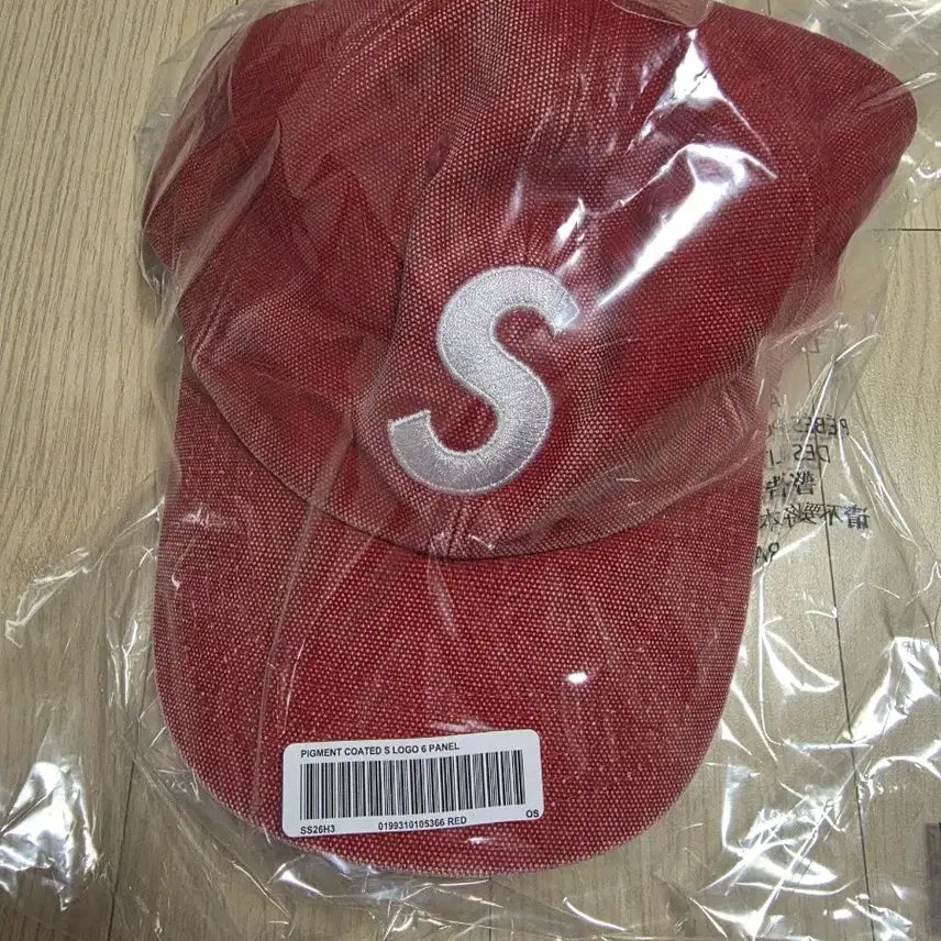 [BUNJANG] Supreme S Logo 6-Panel Cap / 슈프림 피그먼트 코티드 S 로고 6-패널 레드