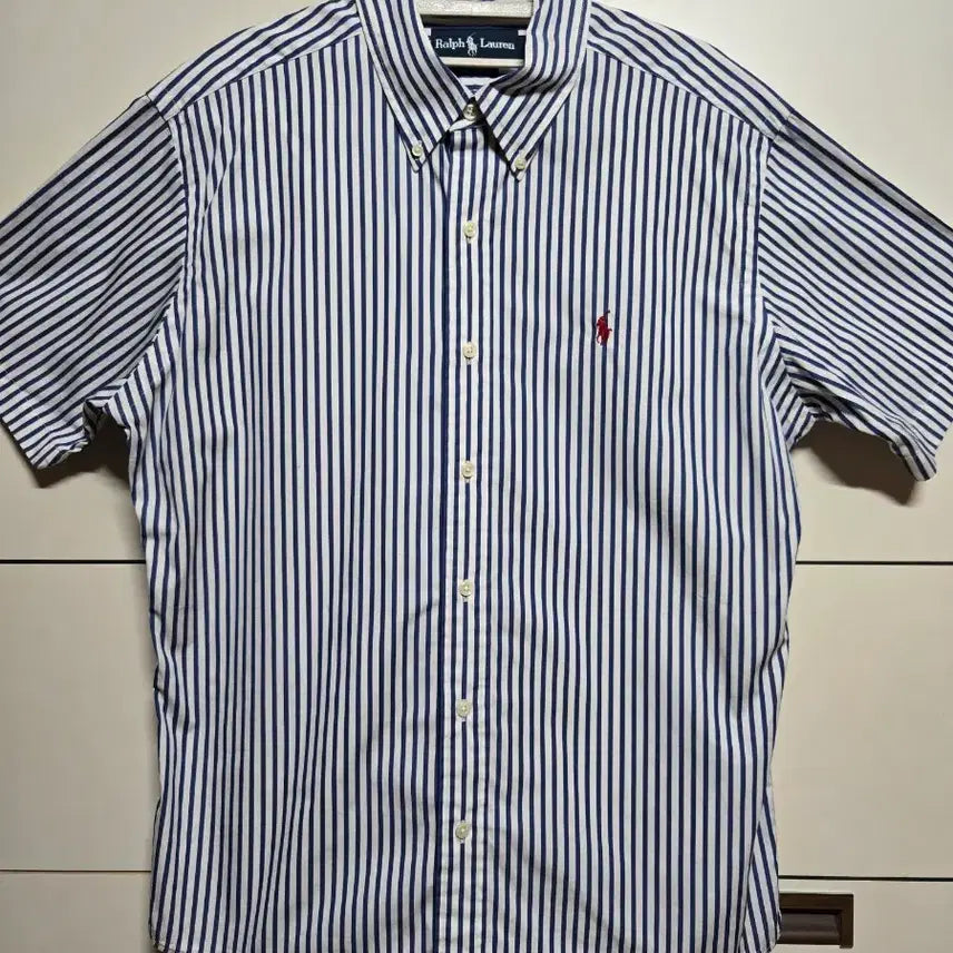 [SOLD OUT] 폴로 랄프로렌 남성 정품 블루 스트라이프 반팔 셔츠