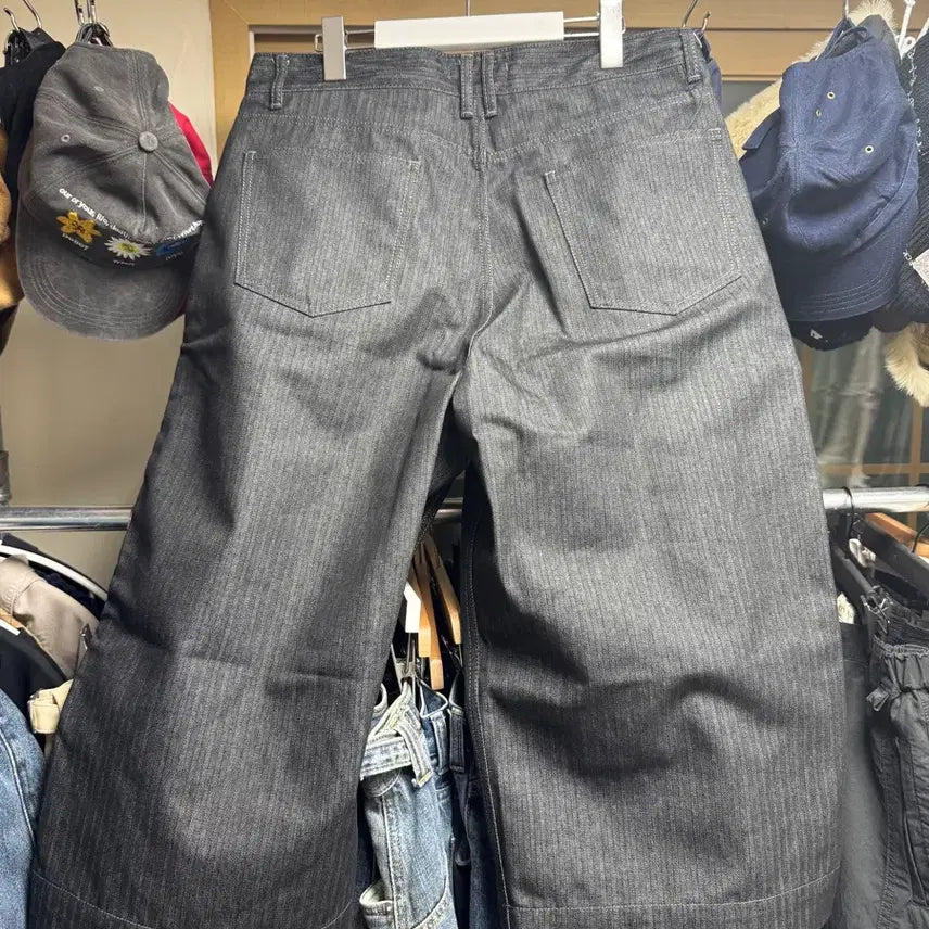 [BUNJANG] ZERO Herringbone Over 9/10 Length Denim Pants Black XL / 제로 헤링본 오버 9부 데님 팬츠 블랙 XL