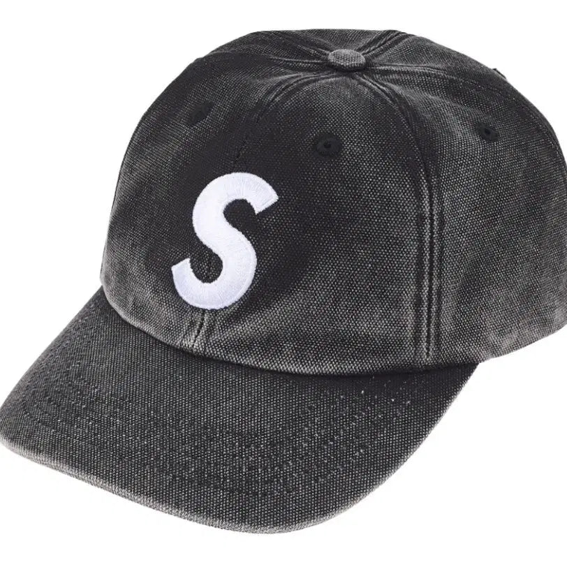 [BUNJANG] Supreme S Logo 6-Panel Cap / 슈프림 피그먼트 코티드 S 로고 6-패널 블랙