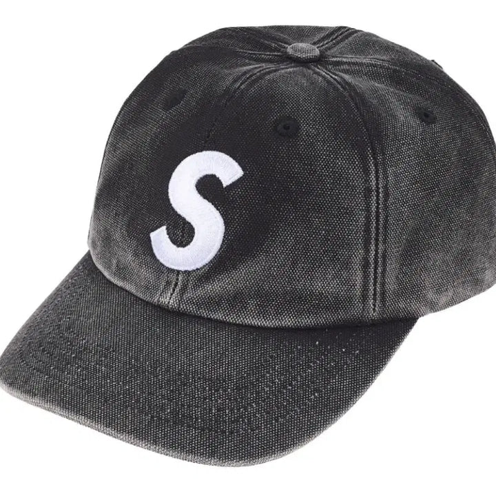 [BUNJANG] Supreme S Logo 6-Panel Cap / 슈프림 피그먼트 코티드 S 로고 6-패널 블랙
