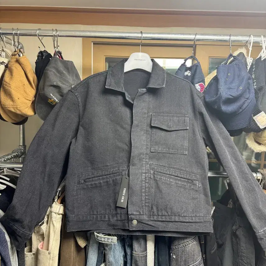 [BUNJANG] Denhour Washed Crop Denim Jacket - Black (L) / 덴아워 워시드 크롭 데님 자켓 블랙 L