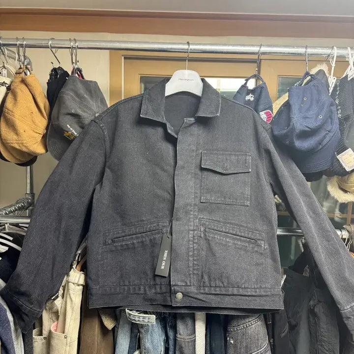 [BUNJANG] Denhour Washed Crop Denim Jacket - Black (L) / 덴아워 워시드 크롭 데님 자켓 블랙 L