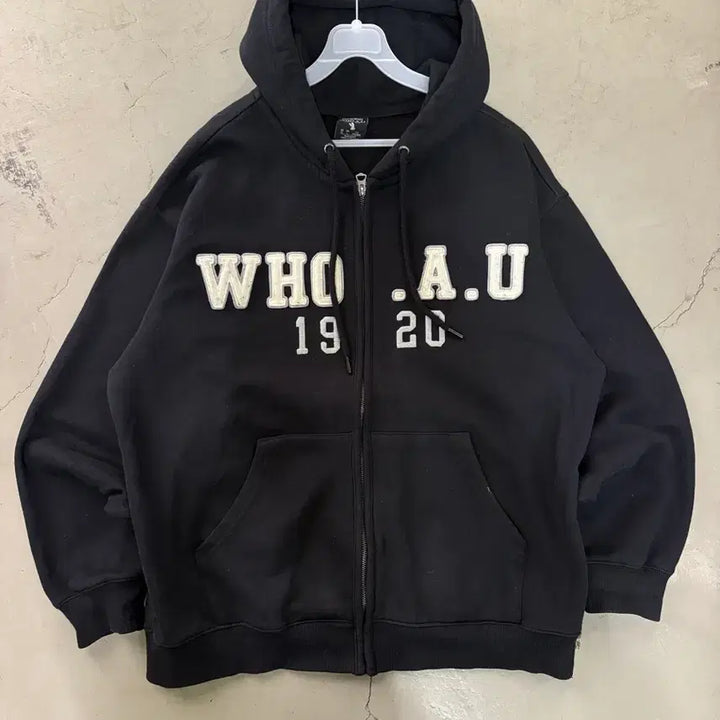 [SOLD OUT] 만원샵 후아유 바시티 로고 후드집업 L