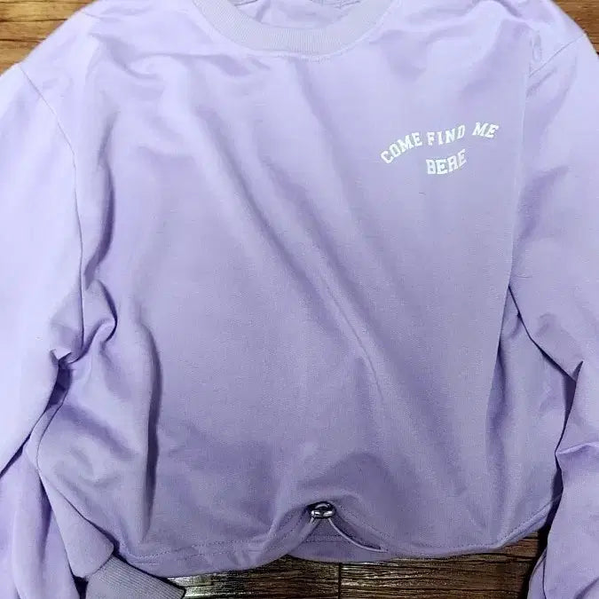 [BUNJANG] Lavender Crop Fleece Sweatshirt / 라벤더 크롭 기모 맨투맨 티셔츠