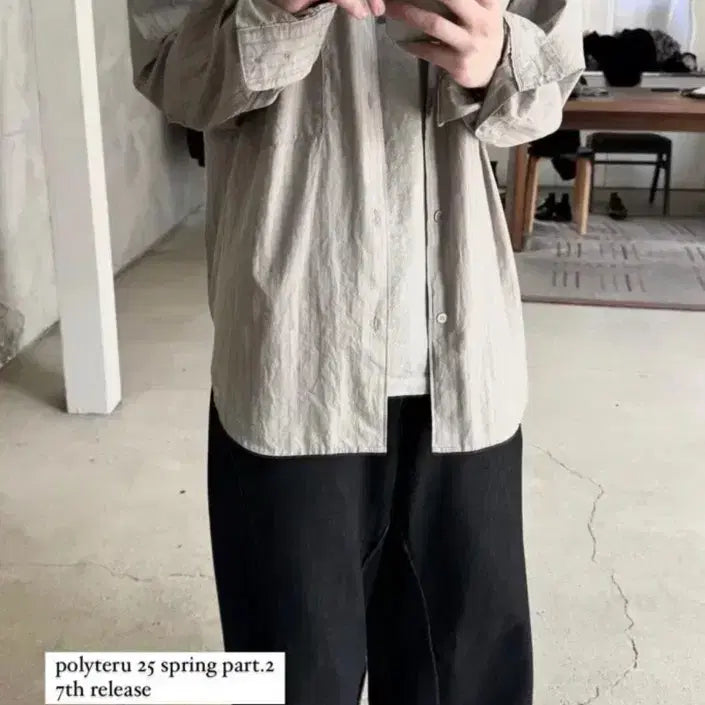 [BUNJANG] Polytelu Striped Shirt Washed Gray / [3] 폴리테루 스트라이프 셔츠 워시드 그레이