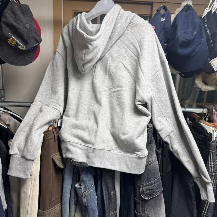 [BUNJANG] Zero Slant Two-way Hoodie Melange Gray L / 제로 사선 투웨이 후드집업 멜란지 그레이 L