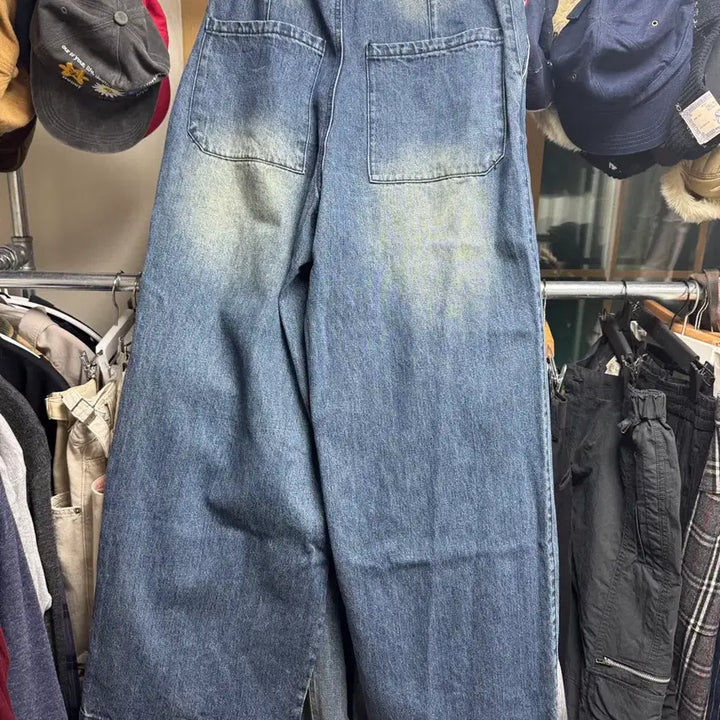 [BUNJANG] East Service Shop Washed Wide Denim Pants (Mid Blue) - Size 48 / 이스트서비스샵 워싱 와이드 데님 팬츠 미드블루 48