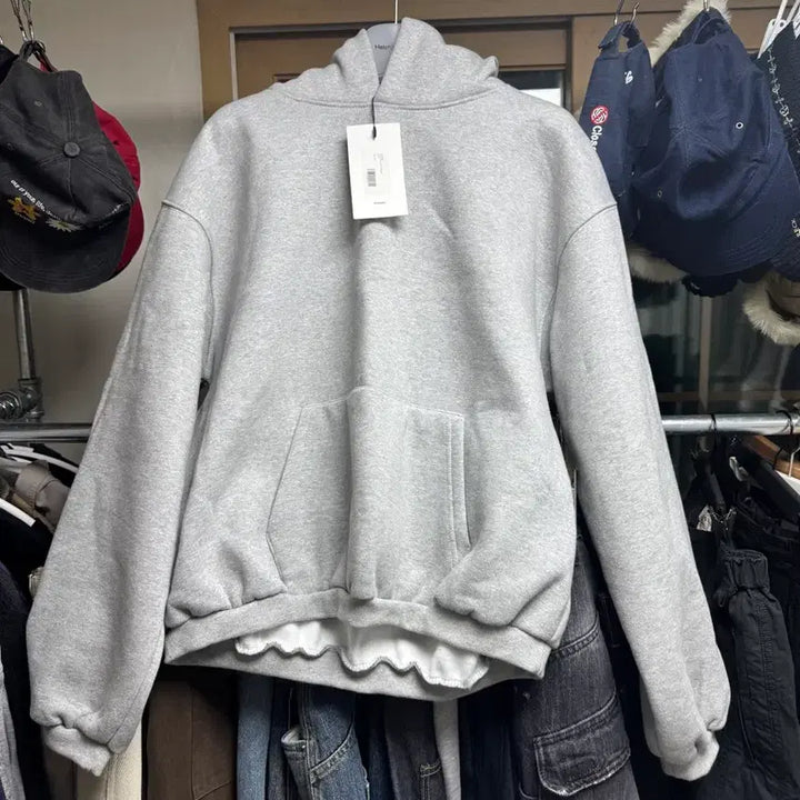 [BUNJANG] ZERO Balloon Crop Hoodie - Mélange Grey (L) / 제로 벌룬 크롭 후드 멜란지 그레이 L