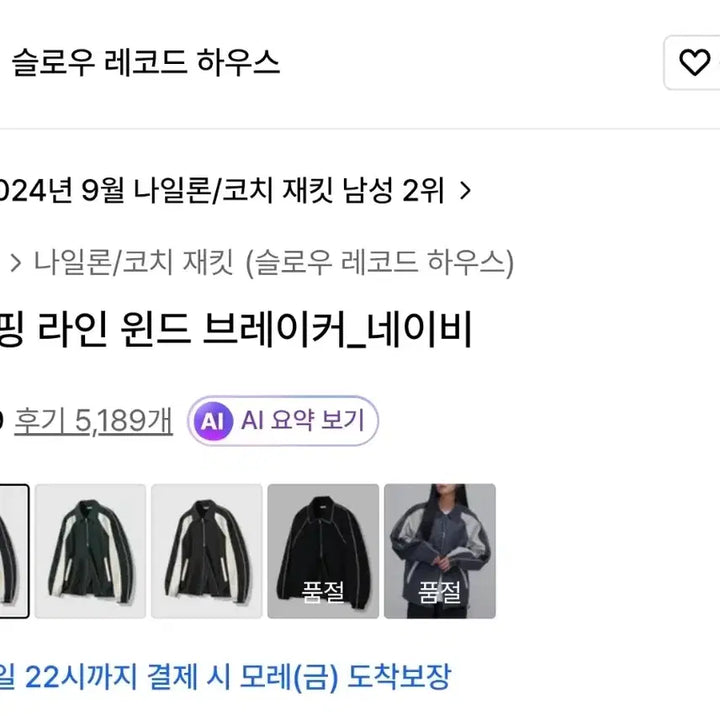 [SOLD OUT] 파이핑 라인 윈드 브레이커 네이비 M 사이즈 슬로우 레코드 하우스 무신사
