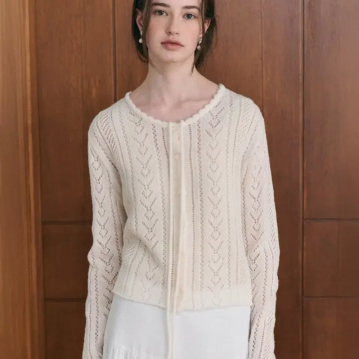 [BUNJANG] Lenina Linoa Ribbon Cardigan Ivory / 르니나 리노아 리본가디건 아이보리