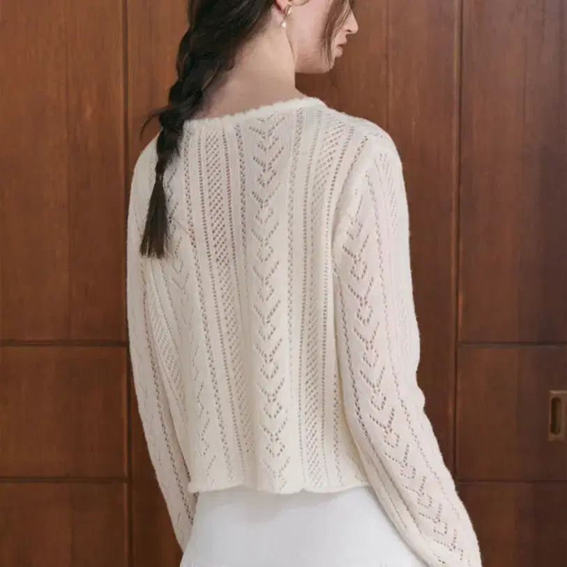 [BUNJANG] Lenina Linoa Ribbon Cardigan Ivory / 르니나 리노아 리본가디건 아이보리