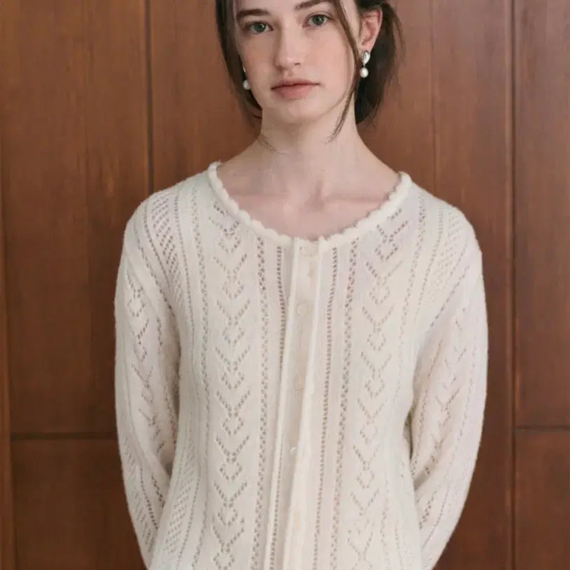 [BUNJANG] Lenina Linoa Ribbon Cardigan Ivory / 르니나 리노아 리본가디건 아이보리
