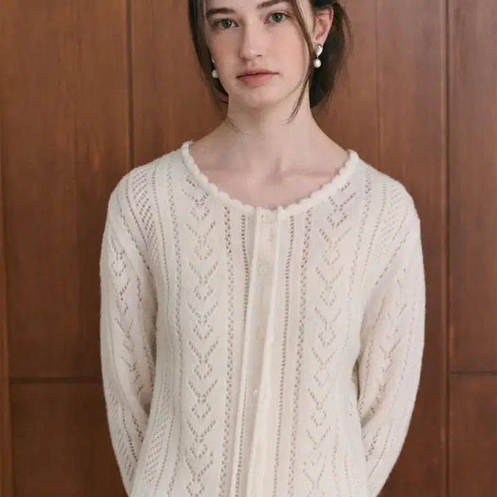 [BUNJANG] Lenina Linoa Ribbon Cardigan Ivory / 르니나 리노아 리본가디건 아이보리