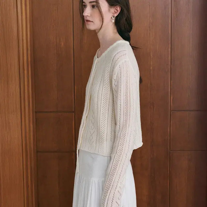 [BUNJANG] Lenina Linoa Ribbon Cardigan Ivory / 르니나 리노아 리본가디건 아이보리