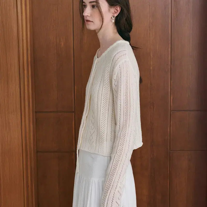 [BUNJANG] Lenina Linoa Ribbon Cardigan Ivory / 르니나 리노아 리본가디건 아이보리