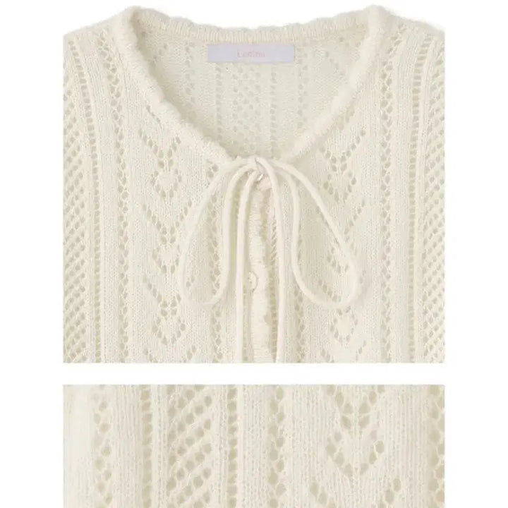 [BUNJANG] Lenina Linoa Ribbon Cardigan Ivory / 르니나 리노아 리본가디건 아이보리