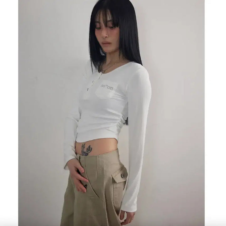 [BUNJANG] As On Pokky Pocket Tee Charcoal / 애즈온 pokky pocket tee 챠콜