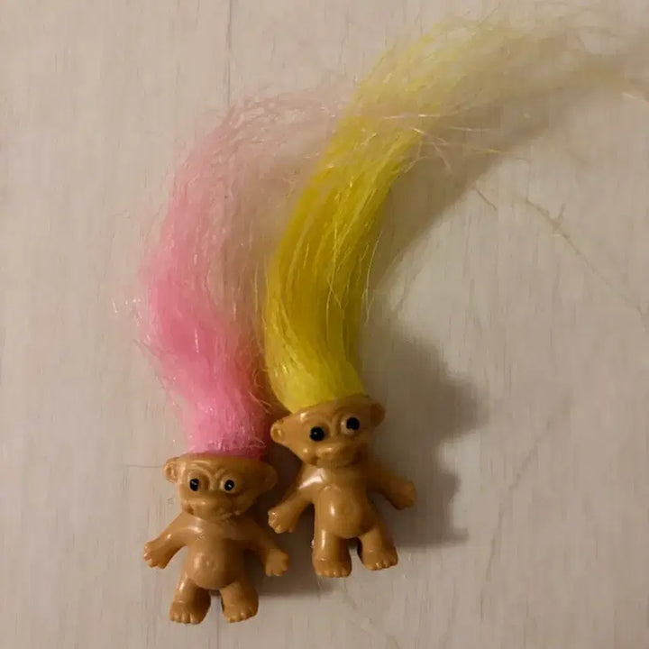 [BUNJANG] Vintage Mini Troll Dolls Set (Pink/Yellow) / 빈티지 미니 트롤 인형 2개 세트 (핑크/노랑)