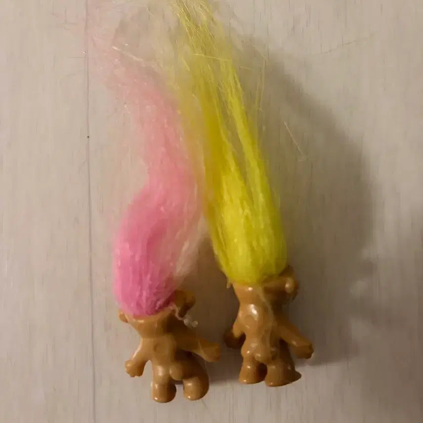 [BUNJANG] Vintage Mini Troll Dolls Set (Pink/Yellow) / 빈티지 미니 트롤 인형 2개 세트 (핑크/노랑)