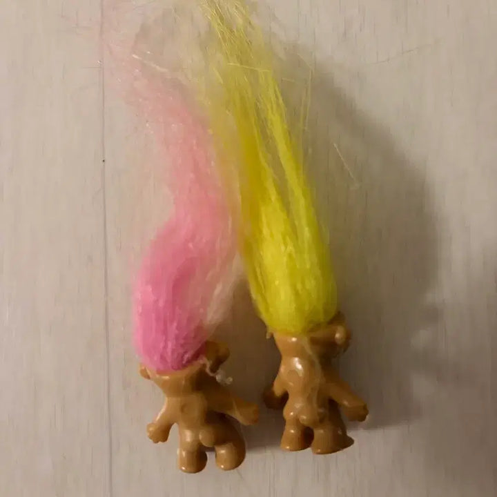 [BUNJANG] Vintage Mini Troll Dolls Set (Pink/Yellow) / 빈티지 미니 트롤 인형 2개 세트 (핑크/노랑)