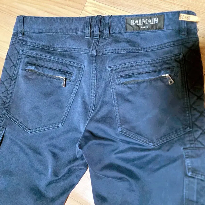 [BUNJANG] Balmain Biker Quilted Cargo Pants Navy / [정품/희귀] 발망(BALMAIN) 바이커 퀼팅 카고 팬츠 네이비