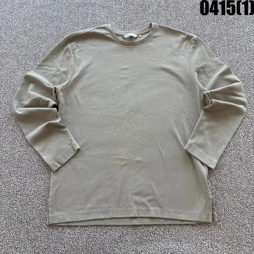 [BUNJANG] OLZEN Waffle Long Sleeve T-Shirt (Khaki) - 100 / 올젠 와플 긴팔 티셔츠 카키색 100