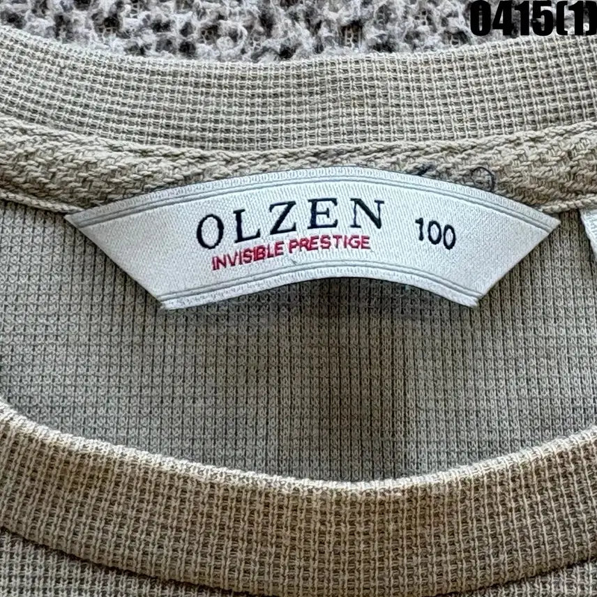 [BUNJANG] OLZEN Waffle Long Sleeve T-Shirt (Khaki) - 100 / 올젠 와플 긴팔 티셔츠 카키색 100