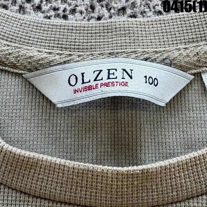 [BUNJANG] OLZEN Waffle Long Sleeve T-Shirt (Khaki) - 100 / 올젠 와플 긴팔 티셔츠 카키색 100