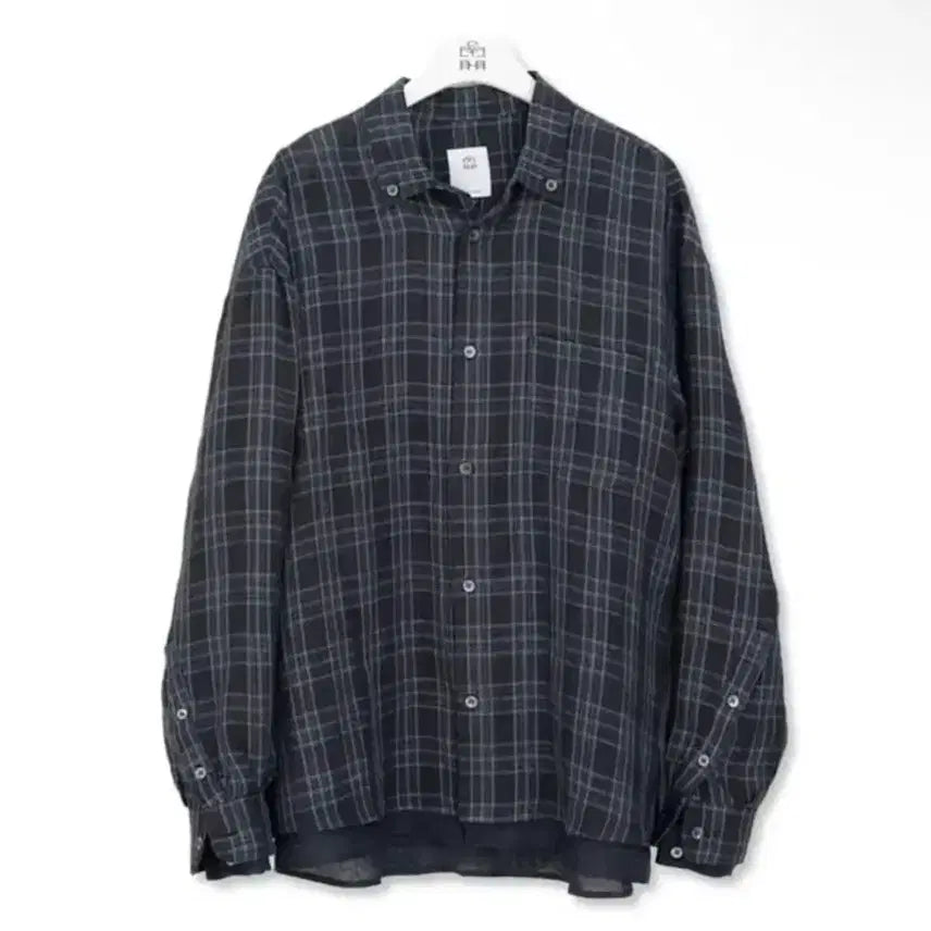 [SOLD OUT] 3) 폴리테루 레이어드 체크셔츠 린넨 네이비