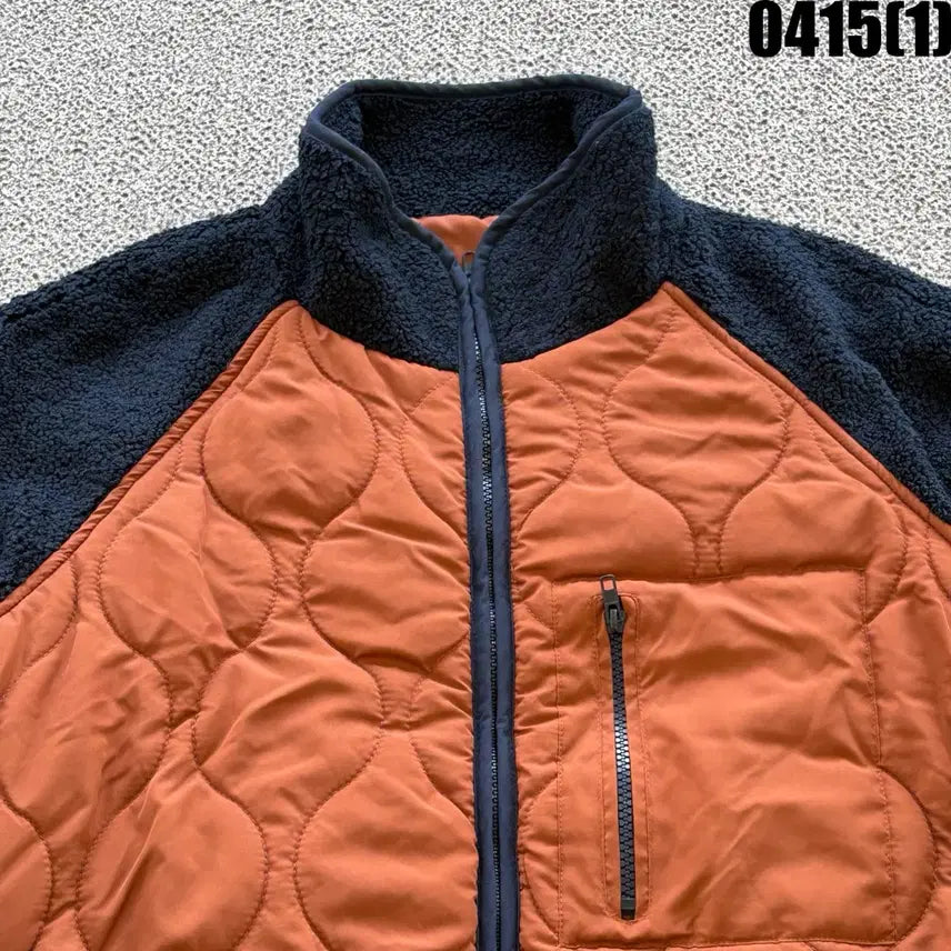 [SOLD OUT] 오렌지/네이비 퀼팅 플리스 자켓 M