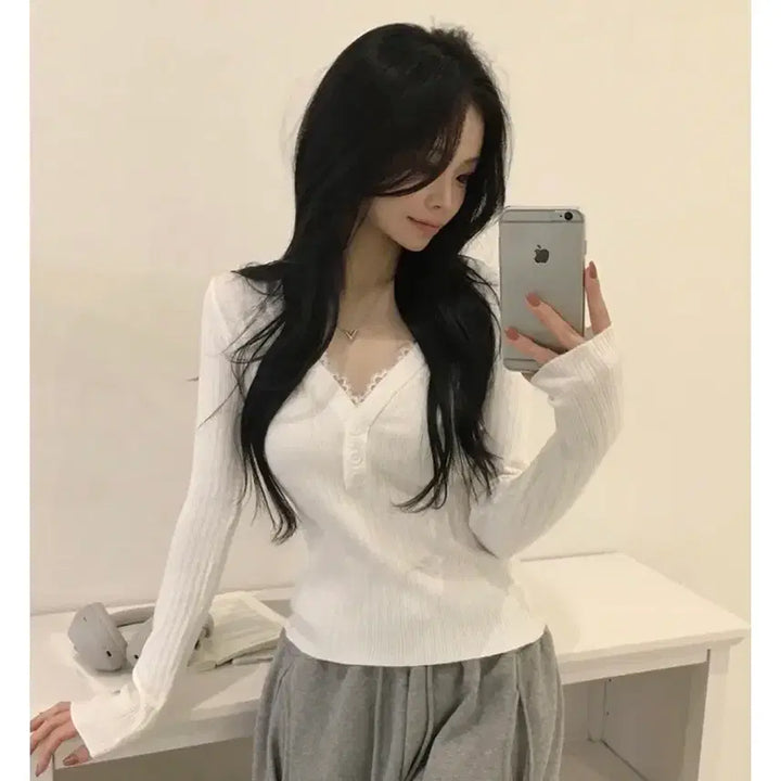 [BUNJANG] White Knit Top / 긴팔니트(화이트-새상품)