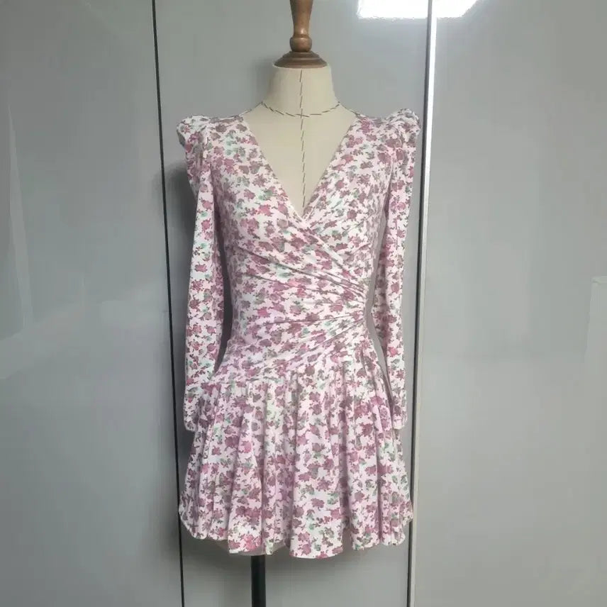 [BUNJANG] Flower Lab Mini Wrap Dress 44 / 플라워 랩 미니 원피스 44