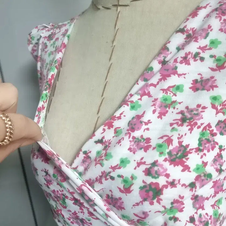 [BUNJANG] Flower Lab Mini Wrap Dress 44 / 플라워 랩 미니 원피스 44