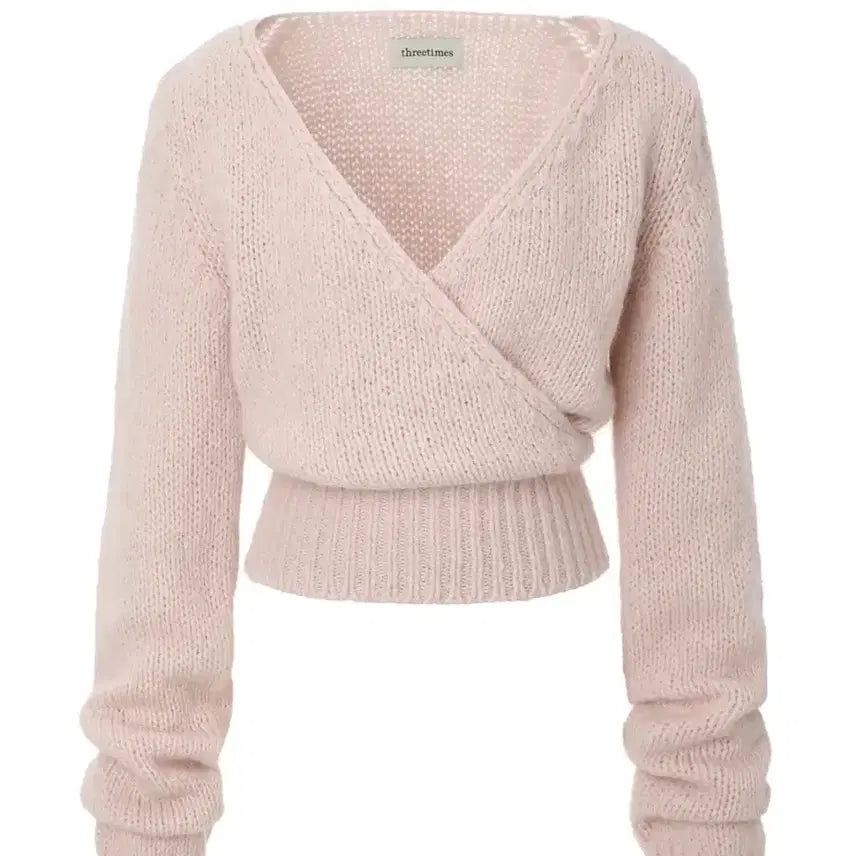 [BUNJANG] 3 Times Knit Top Pink / 쓰리타임즈 랩 니트 탑 핑크