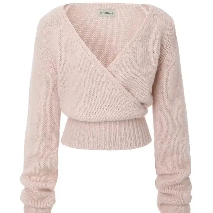 [BUNJANG] 3 Times Knit Top Pink / 쓰리타임즈 랩 니트 탑 핑크