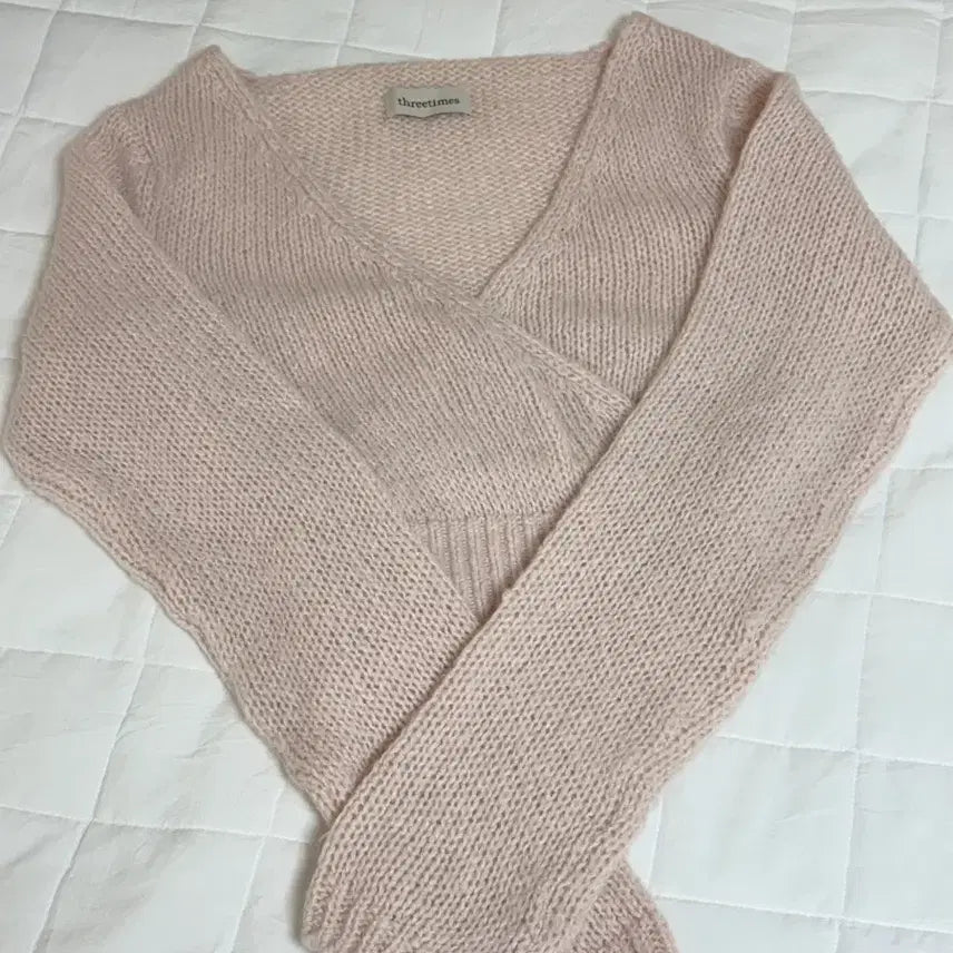 [BUNJANG] 3 Times Knit Top Pink / 쓰리타임즈 랩 니트 탑 핑크