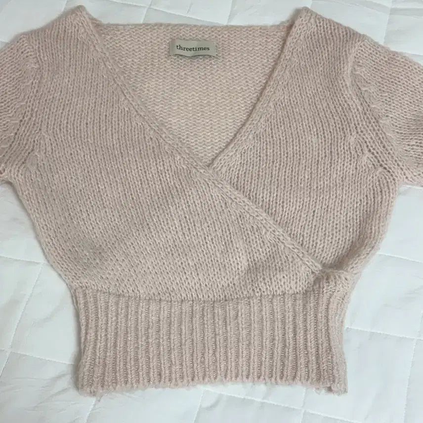 [BUNJANG] 3 Times Knit Top Pink / 쓰리타임즈 랩 니트 탑 핑크