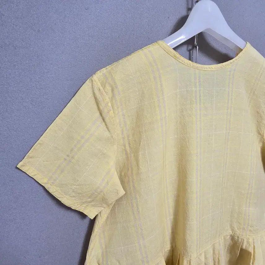 [BUNJANG] Yellow Check Linen Dress F / 엘로우체크 시원한 린넨 원피스 F  n4405