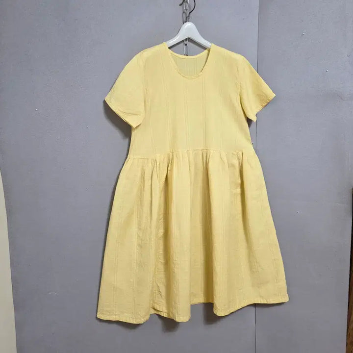 [BUNJANG] Yellow Check Linen Dress F / 엘로우체크 시원한 린넨 원피스 F  n4405